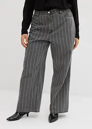 Jeans wide leg con effetti destroyed, vita alta, bonprix
