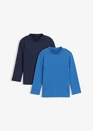 Maglia a maniche lunghe con collo dritto in puro cotone biologico (pacco da 2), bonprix
