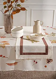 Runner tavolo in cotone biologico con bordo decorativo, bonprix