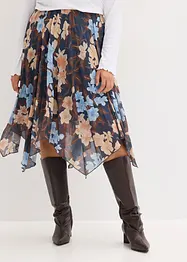 Gonna midi di chiffon con orlo asimmetrico, bonprix