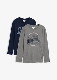 Maglia a maniche lunghe in puro cotone biologico (pacco da 2), bonprix
