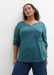 Maglia serafino in cotone con bottoni, bonprix