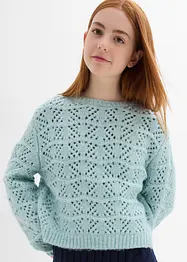 Maglione in  filato grosso con ricami traforati, bonprix
