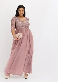 Abito da sera in tulle delicato con ricamo e paillettes, bonprix