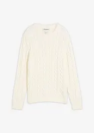Maglione a trecce in puro cotone biologico riciclabile, bonprix