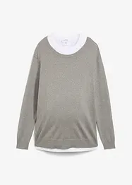 Set 3 in 1 in maglia di cotone, con maglia premaman e top per l’allattamento, bonprix