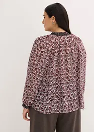 Blusa in chiffon con fantasia e ricamo, bonprix