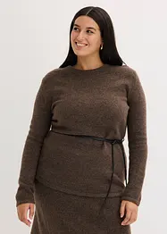 Maglia con percentuale di lana e cinturina in similpelle, bonprix