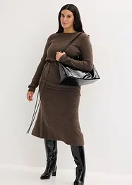 Maglia con percentuale di lana e cinturina in similpelle, bonprix