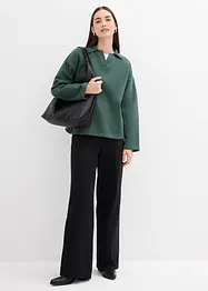 Felpa in cotone biologico con colletto polo in maglia, bonprix