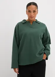 Felpa in cotone biologico con colletto polo in maglia, bonprix
