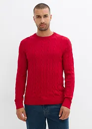 Maglione in filato fine a trecce, slim fit, bonprix