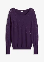 Maglione in filato fine con applicazione di strass, bonprix