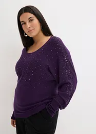 Maglione in filato fine con applicazione di strass, bonprix