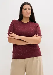 Maglioncino in filato fine a mezza manica con strass, bonprix