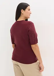 Maglioncino in filato fine a mezza manica con strass, bonprix