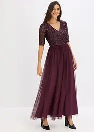 Abito da sera in tulle delicato con ricamo e paillettes, bonprix