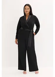 Tuta in crêpe strutturato con inserto di satin, bonprix