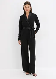 Tuta in crêpe strutturato con inserto di satin, bonprix