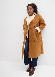 Cappotto in simil pelle con calda fodera in teddy, bonprix