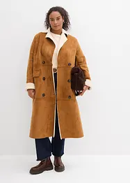 Cappotto in simil pelle con calda fodera in teddy, bonprix