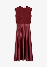 Abito midi in satin lucido con pizzo, bonprix