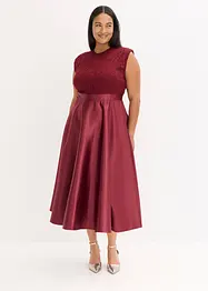 Abito midi in satin lucido con pizzo, bonprix