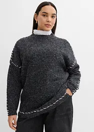 Maglione lungo in filato peloso, bonprix