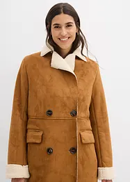 Cappotto in simil pelle con calda fodera in teddy, bonprix