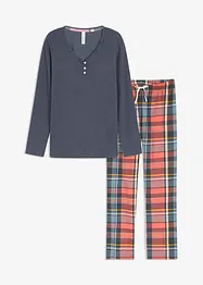 Pigiama con maglia a coste e pantaloni in flanella con filato glitterato, bonprix