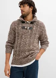 Maglione in filato grosso con cappuccio e cotone, bonprix