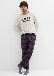 Pigiama con pantaloni in morbida flanella di cotone e sacchetto regalo, bonprix