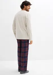 Pigiama con pantaloni in morbida flanella di cotone e sacchetto regalo, bonprix