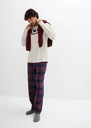 Pigiama con pantaloni in morbida flanella di cotone e sacchetto regalo, bonprix