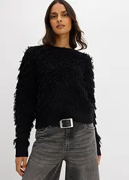 Maglione in filato grosso con frange, bonprix