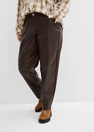 Pantaloni barrel in similpelle, vita media, bonprix