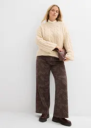 Pantaloni in twill leopardati wide leg, bonprix