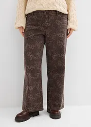 Pantaloni in twill leopardati wide leg, bonprix