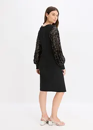 Abito midi con paillettes alle maniche, bonprix