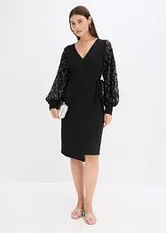 Abito midi con paillettes alle maniche, bonprix