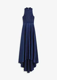 Abito lungo in satin lucido con pizzo, bonprix