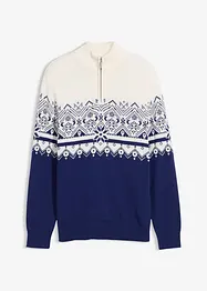Maglione norvegese con mezza zip in puro cotone, bonprix
