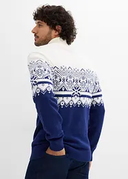 Maglione norvegese con mezza zip in puro cotone, bonprix