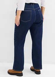 Jeans straight con girovita comodo e strass, vita media, bonprix