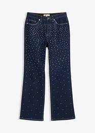 Jeans straight con girovita comodo e strass, vita media, bonprix