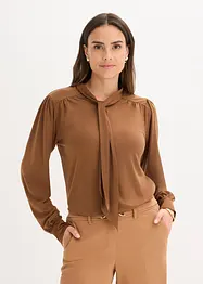 Maglia con viscosa e fiocco in satin, bonprix