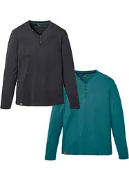 Maglia serafino a maniche lunghe in puro cotone biologico (pacco da 2), bonprix