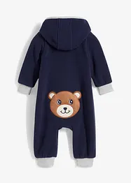 Tutina in pile con cappuccio e applicazione a forma di orsetto, bonprix