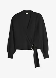 Maglione incrociato con accessorio, bonprix