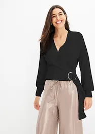 Maglione incrociato con accessorio, bonprix